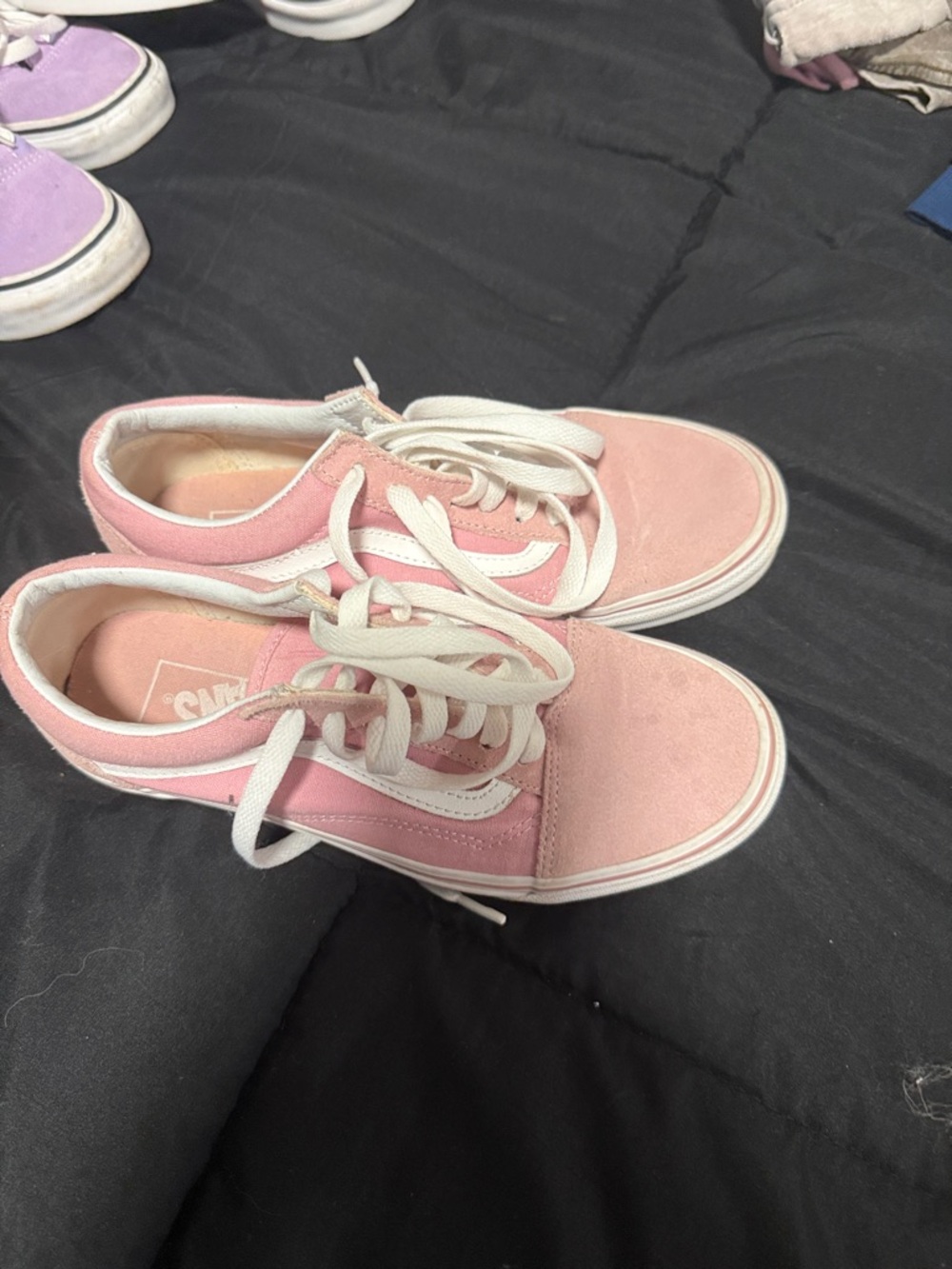 Vans Pink and White Old Skool Sneakers